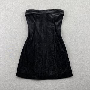 Urban Social Velvet Strapless Mini Dress Womens S Black Shimmer Whimsigoth